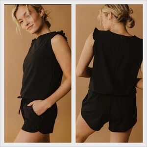 Albion Fit  Black  by Ruffle Romper  Romper in Excellent Pre Loved Condition